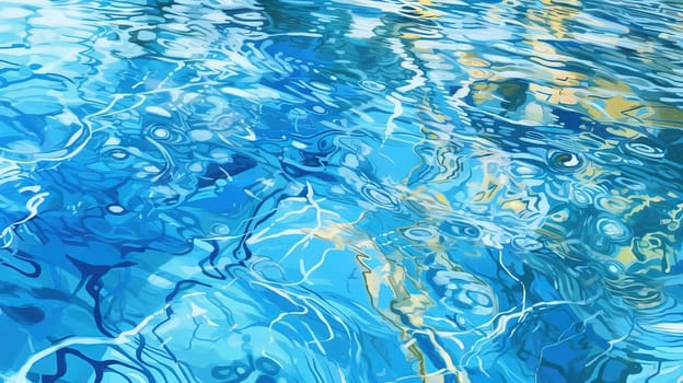 Ripples on the blue pool water. Shiny waves of clean pool water. Generated AI