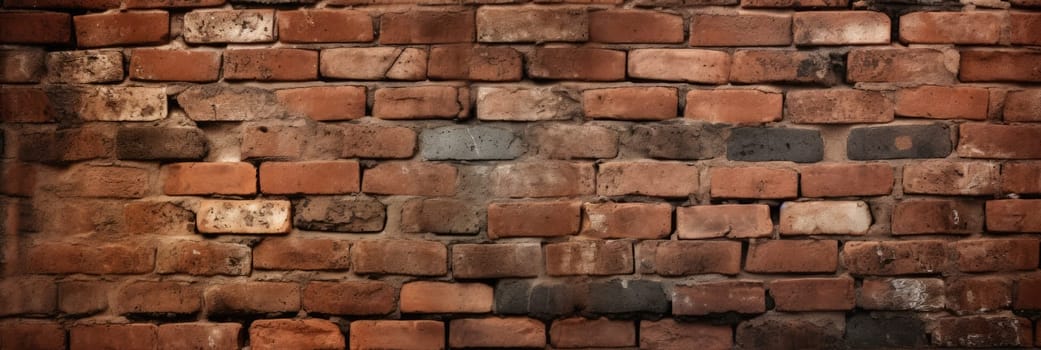 Abstract grunge brick wall texture background. Long website header or banner format. AI