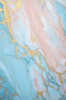 Dreamy marble texture blending pink and blue hues with luxurious gold accents, perfect for creative backdrops, chic wallpapers, or elegant stationery. Pastel colors. Vertical format. Generative AI