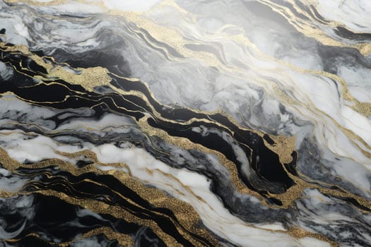 Elegant black and white marble with golden streaks, perfect for luxurious backgrounds, upscale design elements, and sophisticated print materials. Generative AI