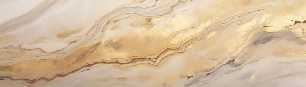 Luxurious beige marble texture with gold veins, ideal for high-end design backgrounds, wallpaper, covers, or elegant product presentations. Panoramic banner. Generative AI