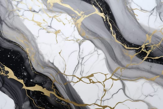 Elegant black and white marble with golden streaks, perfect for luxurious backgrounds, upscale design elements, and sophisticated print materials. Generative AI