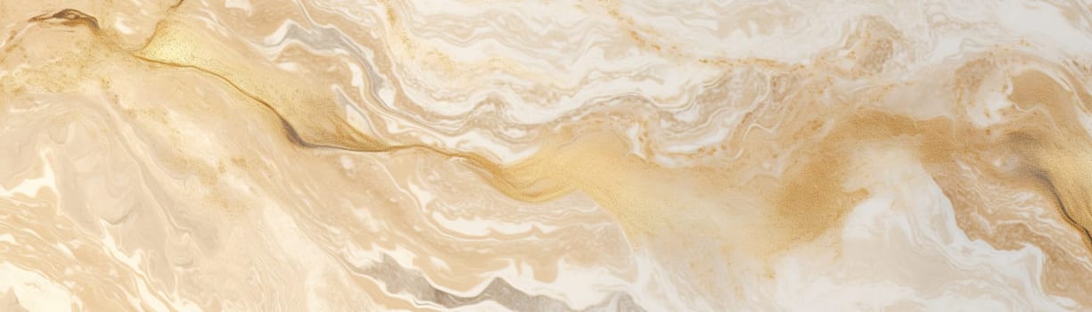 Luxurious beige marble texture with gold veins, ideal for high-end design backgrounds, wallpaper, covers, or elegant product presentations. Panoramic banner. Generative AI