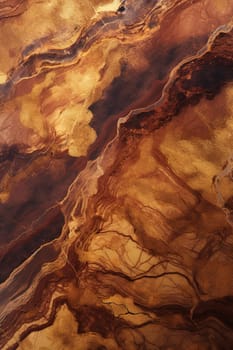 Warm-toned brown marble with intricate gold veins, perfect for creating rich, inviting backgrounds or adding a touch of elegance to any design project. Vertical format. Generative AI
