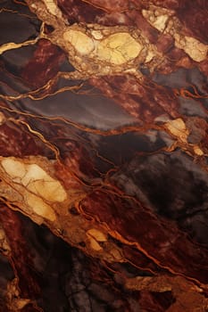 Warm-toned brown marble with intricate gold veins, perfect for creating rich, inviting backgrounds or adding a touch of elegance to any design project. Vertical format. Generative AI