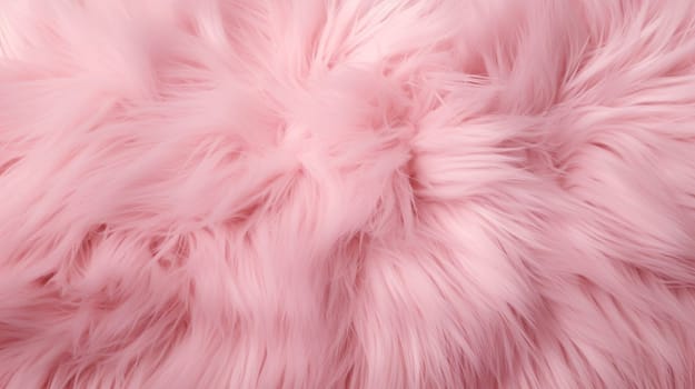 Pink fur for background or texture. Flat lay, top view, copy space. High quality photo