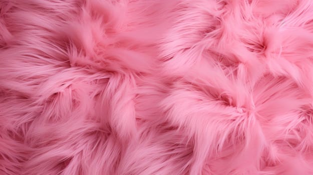 Pink fur for background or texture. Flat lay, top view, copy space. High quality photo