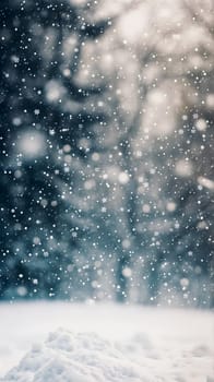 A hazy photograph capturing snowflakes on a dark backdrop - Winter background - generative AI