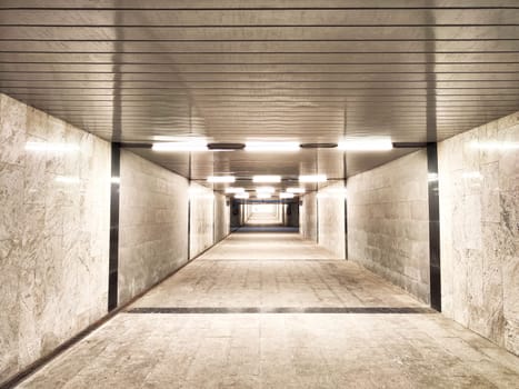 New empty Tunnel, abstract geometric background. Abstract beige squares with a linear perspective