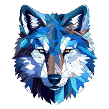 Portrait of a wolf in a decorative psychedelic pop art style. Template for poster, sticker, t-shirt print, sticker, etc.