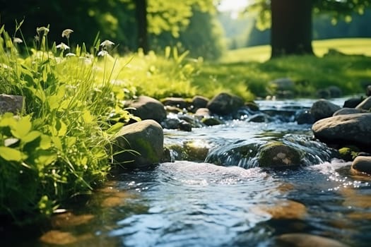 A beautiful fast stream in the middle of the forest.