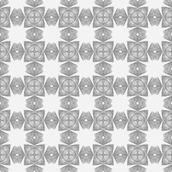 Ikat repeating swimwear design. Black and white positive boho chic summer design. Watercolor ikat repeating tile border. Textile ready mind-blowing print, swimwear fabric, wallpaper, wrapping.