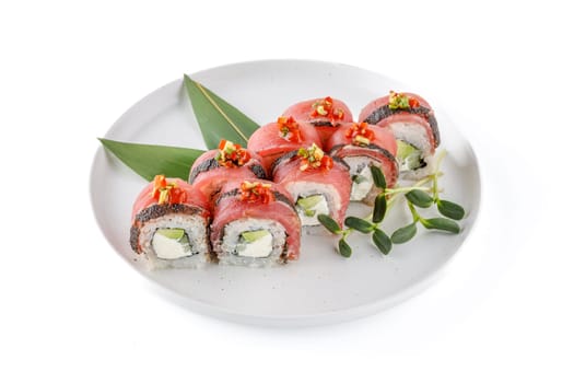 Fila tataki tuna on a white background studio shooting
