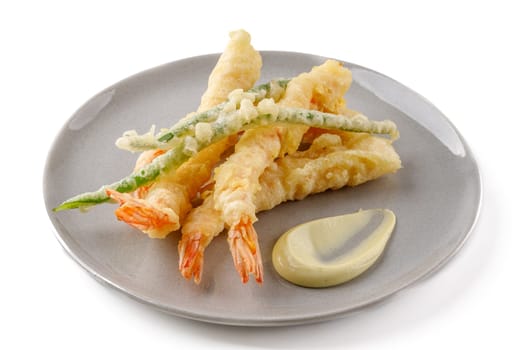 shrimp baked in batter on a white background studio shooting 7