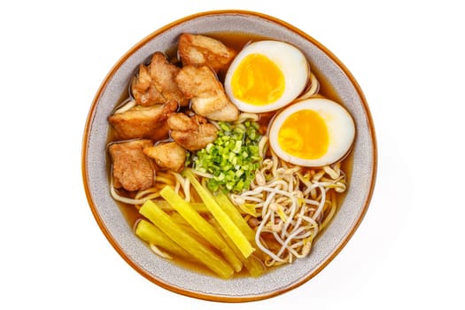 Miso ramen with pork on a white background studio food photo 2