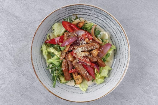 Thai salad on stone background, studio food photography