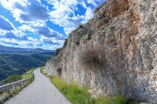 road in the mountains of Northern Cyprus in winter 1