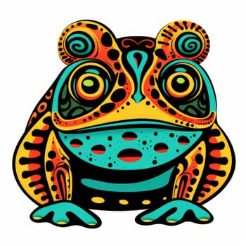 Psychedelic toad portrait in bright pop art style isolated on white background. Template for t-shirt print, sticker, poster, etc.