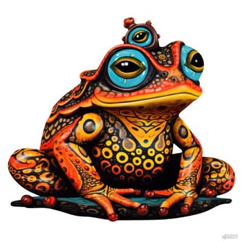 Psychedelic toad portrait in bright pop art style isolated on white background. Template for t-shirt print, sticker, poster, etc.