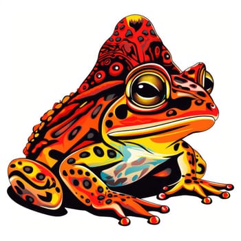 Psychedelic toad portrait in bright pop art style isolated on white background. Template for t-shirt print, sticker, poster, etc.