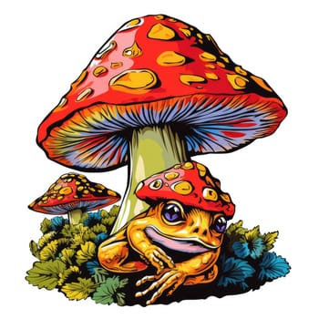 Psychedelic toad portrait in bright pop art style isolated on white background. Template for t-shirt print, sticker, poster, etc.