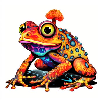 Psychedelic toad portrait in bright pop art style isolated on white background. Template for t-shirt print, sticker, poster, etc.