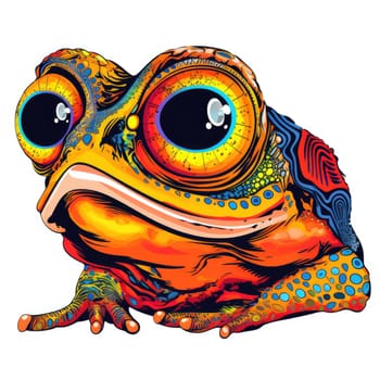 Psychedelic toad portrait in bright pop art style isolated on white background. Template for t-shirt print, sticker, poster, etc.