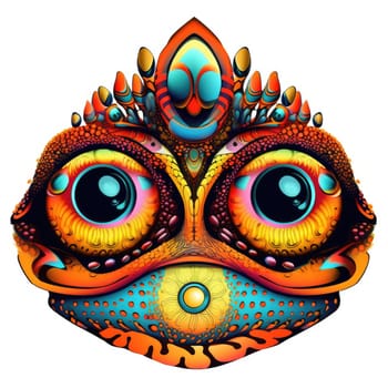 Psychedelic toad portrait in bright pop art style isolated on white background. Template for t-shirt print, sticker, poster, etc.