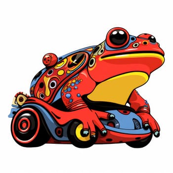 Psychedelic toad portrait in bright pop art style isolated on white background. Template for t-shirt print, sticker, poster, etc.