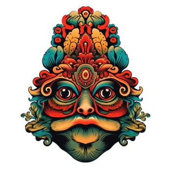 Psychedelic toad portrait in bright pop art style isolated on white background. Template for t-shirt print, sticker, poster, etc.