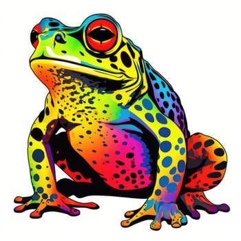 Psychedelic toad portrait in bright pop art style isolated on white background. Template for t-shirt print, sticker, poster, etc.