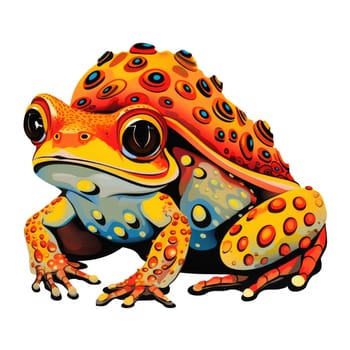 Psychedelic toad portrait in bright pop art style isolated on white background. Template for t-shirt print, sticker, poster, etc.