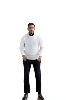 A man, full-length, on a white background.