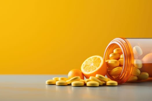 photo of vitamin c product with sliced orange.