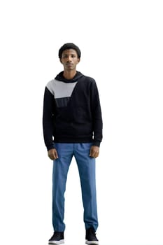 A man, full-length, on a white background.