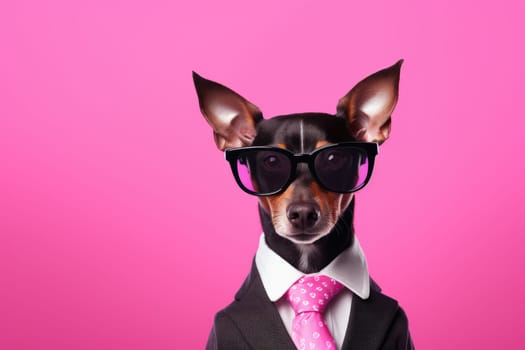 Stylish portrait of dressed up anthropomorphic Animal wearing glasses, AI Generative.