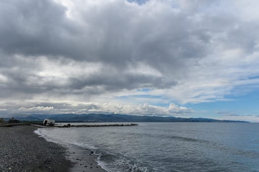 coast and waves on the Mediterranean sea on a winter day in Cyprus 15