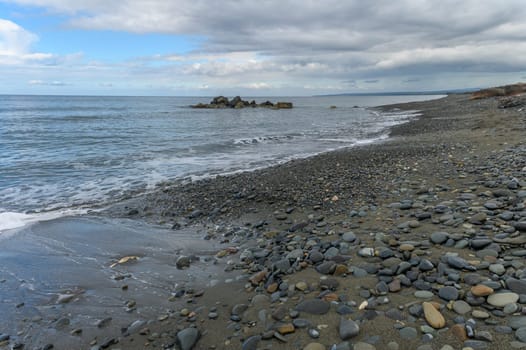 coast and waves on the Mediterranean sea on a winter day in Cyprus 14