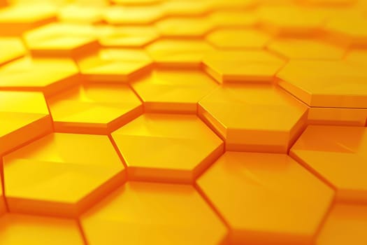 Abstract yellow technology hexagonal background. Generative AI.