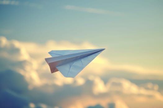 Concept the paper plane represents starting journey. Generative AI.