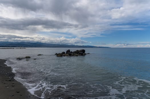 coast and waves on the Mediterranean sea on a winter day in Cyprus 9