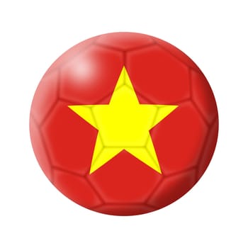 A Socialist Republic of Vietnam flag soccer ball football 3d illustration isolated on white with clipping path