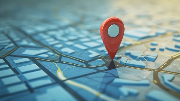 Location marking on paper map, Concept of navigation, Find your way.