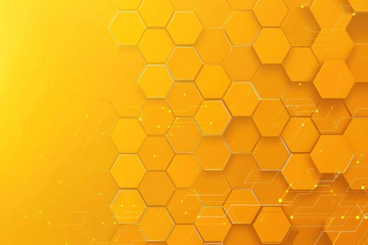 Abstract yellow technology hexagonal background. Generative AI.