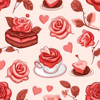 Cute valentine seamless pattern. Generative AI.