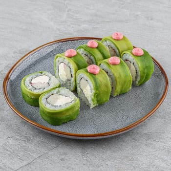 Roll Midori on a stone background studio shooting