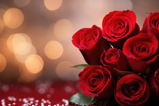 valentine's day celebration with red roses background.