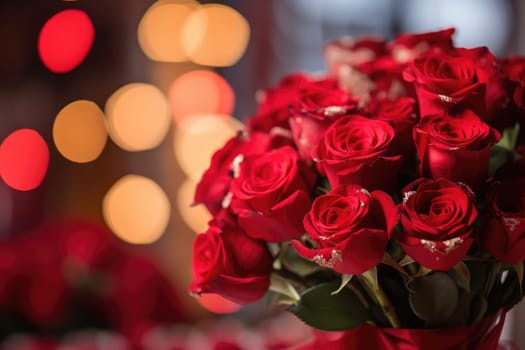 valentine's day celebration with red roses background.