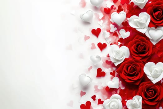 Background for happy valentine day white and red color. Generative AI.