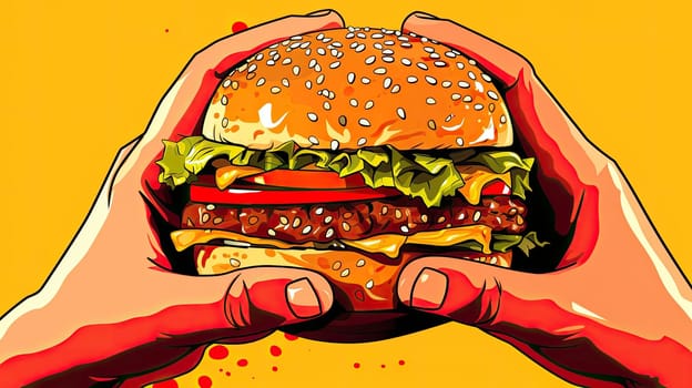 fast food banner, Burger set Banner illustration, cover background, AI Generative.